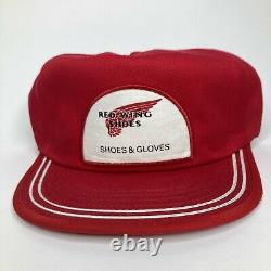 NOS Vintage Red Wing Shoes SnapBack Trucker Hat Cap Made In USA Size L Rare