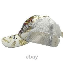 NWT 90s RARE Vintage Ed Hardy Embroidered Swarovski Trucker Cap Snapback Hat