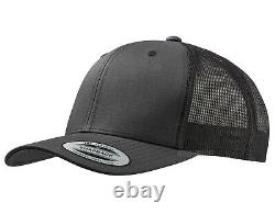 New Dark Grey Flexfit Mesh Snapback Cap Plain Baseball Trucker Golf Era Peak Hat