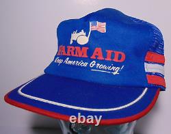 New Vintage Farm Aid Music Concert Three 3 Stripe Mesh Snapback Trucker Hat USA