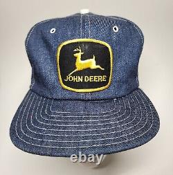 New Vintage John Deere Denim Hat Rare Classic Patch Trucker Snapback Cap NWOT