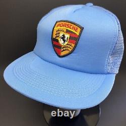 Porsche Hat Cap Vintage Snapback Adjustable Mesh Trucker Blue Medium Large AHS