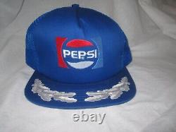RARE VTG 90s Pepsi Cola Trucker Hat Adjustable Mesh USA Stylemaster Snapback Cap