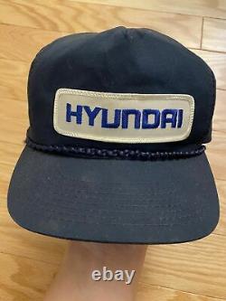 RARE VTG Hyundai 80s Big Patch Snapback Trucker Hat Cap Team Issued
