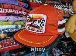 RARE Vintage Dale Jarrett NASCAR Patch 3 Stripe Trucker Mesh Snapback Hat Cap