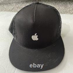 Rare Apple Computer Macintosh Mac Logo Black Trucker Snapback Yupoong Hat Cap