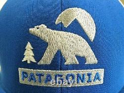 Rare Patagonia Bear Moon Trucker Style Hat Cap White/Blue Snapback
