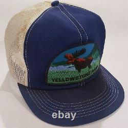 Rare Vintage 1980s New Yellowstone Park Hat SnapBack K-Brand Trucker Cap Moose