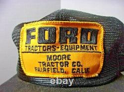 Rare! Vintage Ford Tractors Moore Co. Fairfield CA Farm Trucker Hat Cap wow