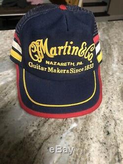 Rare Vintage MADE IN USA 3 STRIPE Trucker Hat Cap Snapback Martin & Co Guitars
