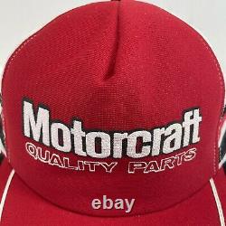 Rare Vintage MOTORCRAFT 3 Stripe Trucker Hat Snapback Cap Made in USA Excellent