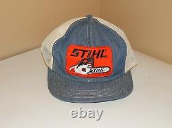 Rare Vintage STIHL TRUCKER PATCH HAT CAP K-Products Denim Snapback CHAINSAW