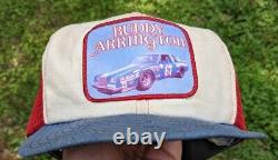 Rare Vtg 80s buddy arrington Nascar Patch Trucker Hat mesh foam cap snapback