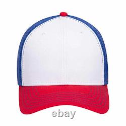 Red/White/Royal Trucker Hat 6 Panel Low Profile Mesh Back Hat 1dz New 83-1239