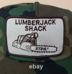 Stihl Chainsaws Snapback K Brand Camo Trucker Hat Cap USA Patch Lumberjack Shack