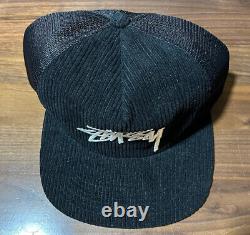 Stüssy © 2022 Corduroy Trucker Cap Hat Snapback Black One Size Brand New