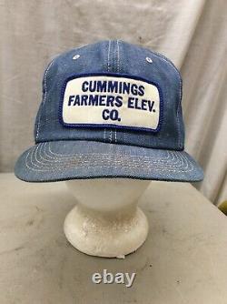Trucker hat baseball cap Vintage Snapback Cummings Farmers Patch Denim Grunge