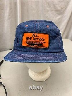 Trucker hat baseball cap Vintage Snapback Patch NL Well Service Denim Farm Ag