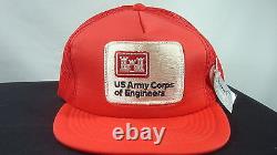 Us Army Corps Of Engineers Red Snap Back Trucker Hat With Tags Mesh Cotton Cap