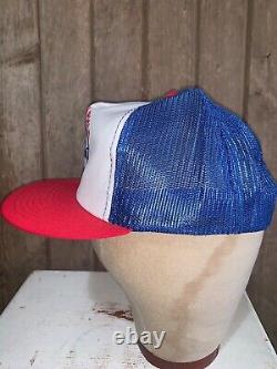 VINTAGE 80s Philadelphia 76ers Rare Snapback Trucker style Red hat cap NBA Brand