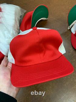 VINTAGE BLANK Mesh Snapback Trucker Cap Hat LOT of 50 Polyester Deadstock Red