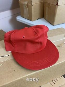 VINTAGE BLANK Snapback Trucker Cap Hat LOT of 50 Polyester Deadstock Red