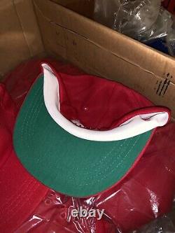 VINTAGE BLANK Snapback Trucker Cap Hat LOT of 50 Polyester Deadstock Red