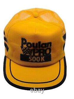 VINTAGE POULAN PRO 500K 3 STRIPE Mesh Snapback Trucker Hat/Cap, Made In USA, NOS