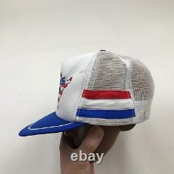 VINTAGE Pepsi-Cola Hat Cap Snapback White Blue Trucker Adjustable Three Stripe