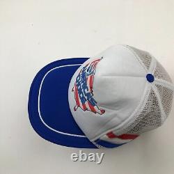 VINTAGE Pepsi-Cola Hat Cap Snapback White Blue Trucker Adjustable Three Stripe