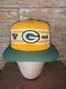 Vintage Rare 80s Green Bay Packers Ajd Yellow Trucker Cap Hat Snapback