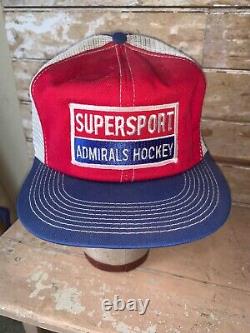 VINTAGE RARE 90s IHL Milwaukee Admirals Supersport Red trucker Hat Cap snapback