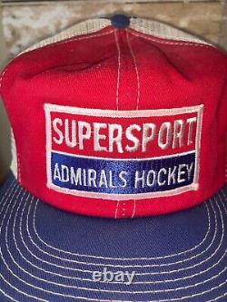 VINTAGE RARE 90s IHL Milwaukee Admirals Supersport Red trucker Hat Cap snapback