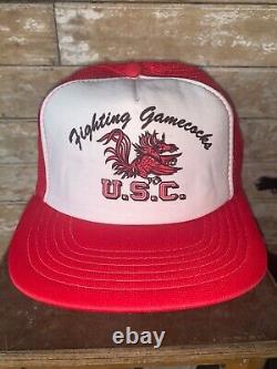 VINTAGE Very Rare 80s South Carolina Gamecocks NCAA Trucker Cap Hat Snapback
