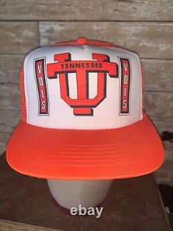 VINTAGE Very Rare 80s Tennessee Volunteers Orange NCAA Trucker Cap Hat Snapback