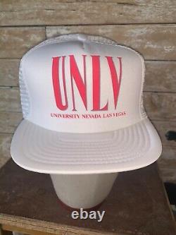 VINTAGE Very Rare 80s UNLV Runnin' Rebels White NCAA Trucker Cap Hat Snapback