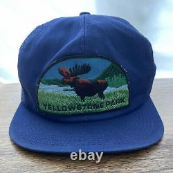VTG 1980s Yellowstone BIG PATCH USA K Brand Products Snapback Trucker HAT Cap
