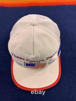 VTG 3 Stripe Flag THESE COLORS DONT RUN Snapback Mesh Trucker Hat Made USA Cap
