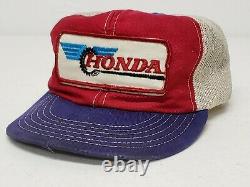 VTG 70'S HONDA Mesh Snapback Trucker's Hat / Cap Motocross PATCH