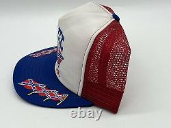 VTG American Flag USA Made Usa Snapback Mesh Trucker Cap Hat Red Blue White 80s