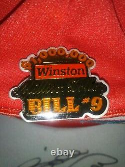 VTG Bill Elliott 3 Stripe Patch Snapback Trucker Hat Autograph Cap USA Coors Pin