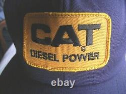 VTG CAT DIESEL POWER MESH BACK Snapback Trucker Hat Cap PATCH USA K-BRAND NAVY
