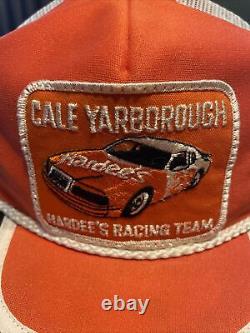 VTG Cale Yarborough Hardee's Racing Team Striped Trucker Hat Cap Adult Snapback