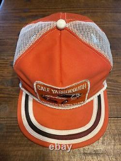 VTG Cale Yarborough Hardee's Racing Team Striped Trucker Hat Cap Adult Snapback