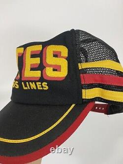 VTG ESTES Express Lines 3 Stripe Trucker Hat Cap Black Red Snap Back USA