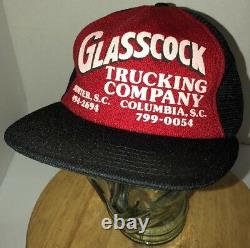 VTG GLASSCOCK TRUCKING COMPANY 80s Red Black Trucker Hat Cap Snapback S CAROLINA