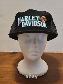 VTG Harley Davidson Snapback Trucker Hat Cap 3D Puff Paint Logo Emblem USA Made