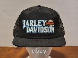 VTG Harley Davidson Snapback Trucker Hat Cap 3D Puff Paint Logo Emblem USA Made
