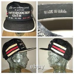 VTG INTERCOURSE CLUB SEX 70s 80s USA 3 Side Stripes Trucker Hat Cap Snapback WOW