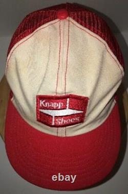 VTG KNAPP SHOES 70s 80s USA Red White Trucker Hat Cap Snapback Boots RARE PATCH